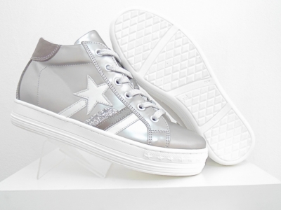 Pantofi sport copii Lui Shoes, cod 3A569, seria MEGASTAR, argintiu, piele naturala