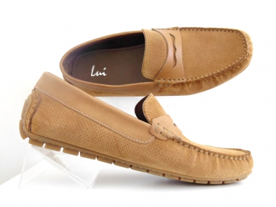 Mocasini barbati Lui Shoes, cod 1M403, seria SUMMER_P, maro deschis, piele naturala