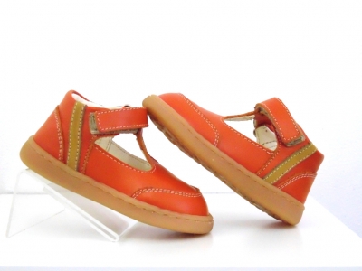 Pantofi bebe Lui Shoes, cod 8P13, seria FIRST STEPS, portocaliu, piele naturala