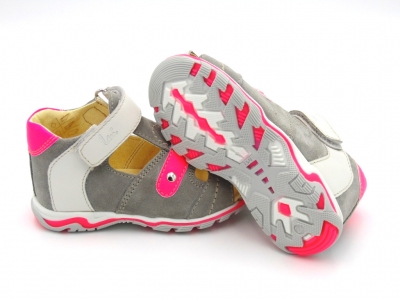 Sandale copii Lui Shoes, cod 3S277, seria SIMBA, gri deschis, piele naturala