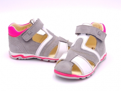 Sandale copii Lui Shoes, cod 3S284, seria SIMBA, gri deschis, piele naturala