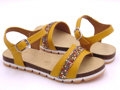 Sandale copii fete Lui Shoes, cod 6S154, seria ELSA, galben, piele naturala