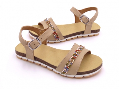 Sandale copii fete Lui Shoes, cod 6S159, seria ELSA, bej, piele naturala