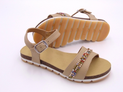 Sandale copii fete Lui Shoes, cod 6S159, seria ELSA, bej, piele naturala