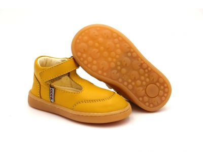 Pantofi bebe Lui Shoes, cod 8P14, seria FIRST STEPS, galben, piele naturala