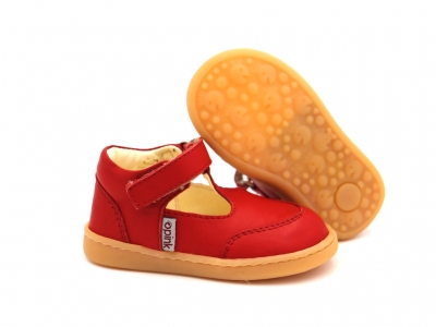 Pantofi bebe Lui Shoes, cod 8P15, seria FIRST STEPS, rosu, piele naturala