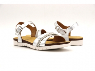 Sandale femei Lui Shoes, cod 2S677, seria ELSA, argintiu, piele naturala