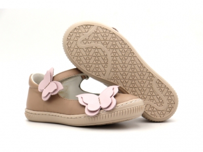 Pantofi copii fete Lui Kids, cod 6P277, seria FRANCA, bej, piele naturala