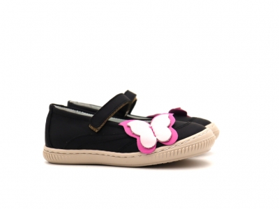 Pantofi copii fete Lui Shoes, cod 6P280, seria FLEUR, negru, piele naturala