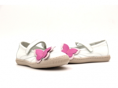 Pantofi copii fete Lui Shoes, cod 6P281, seria FLEUR, alb, piele naturala