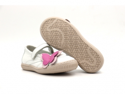 Pantofi copii fete Lui Shoes, cod 6P281, seria FLEUR, alb, piele naturala