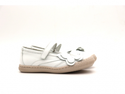 Pantofi copii fete Lui Shoes, cod 6P282, seria FLEUR, alb, piele naturala
