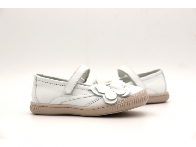 Pantofi copii fete Lui Shoes, cod 6P282, seria FLEUR, alb, piele naturala
