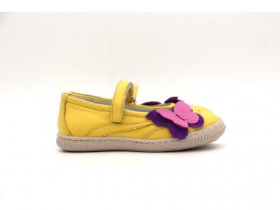 Pantofi copii fete Lui Kids, cod 6P290, seria FLEUR, galben, piele naturala