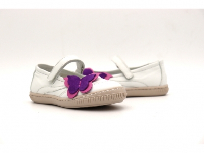 Pantofi copii fete Lui Kids, cod 6P291, seria FLEUR, alb, piele naturala