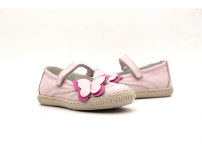 Pantofi copii fete Lui Kids, cod 6P292, seria FLEUR, roz pal, piele naturala