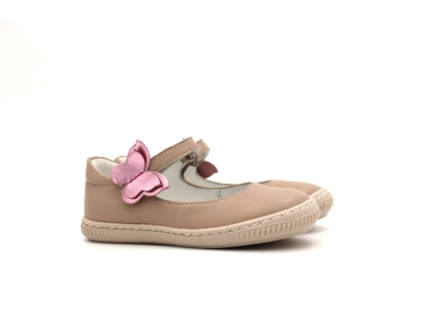 Pantofi copii fete Lui Kids, cod 6P300, seria FRANCA, bej, piele naturala
