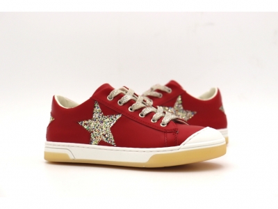 Pantofi sport copii fete Lui Kids, cod 6A144, seria SUPER STAR, rosu, piele naturala