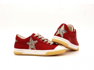 Pantofi sport copii fete Lui Kids, cod 6A147, seria SUPER STAR, rosu, piele naturala