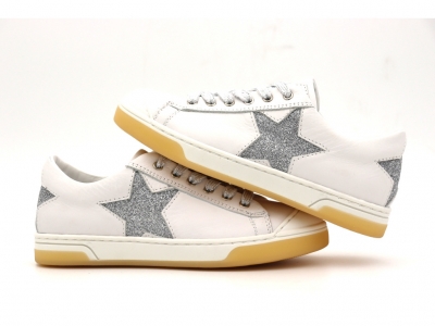 Pantofi sport copii fete Lui Kids, cod 6A148, seria SUPER STAR, alb, piele naturala