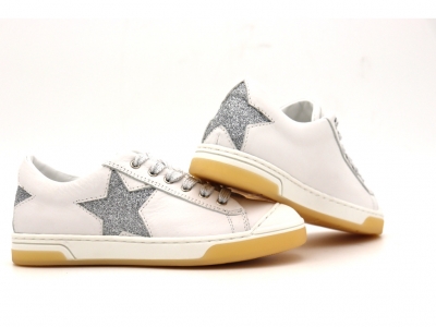 Pantofi sport copii fete Lui Kids, cod 6A148, seria SUPER STAR, alb, piele naturala