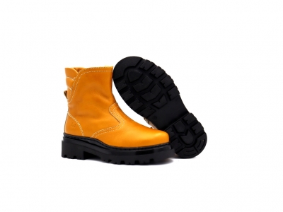 Botine copii fete Lui Shoes, cod 6B7, seria STELA, galben mustar, piele naturala