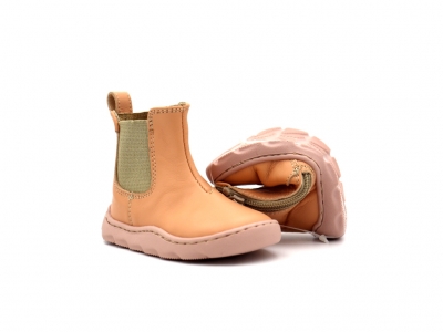 Botine copii Lui Kids, cod 3B9, seria FROG, piersica, piele naturala