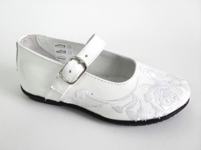 Pantofi copii fete LM, cod 6P72, seria PAMELA, alb, piele naturala