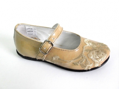 Pantofi copii fete LM, cod 6P73, seria PAMELA, bej, piele naturala