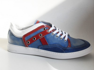 Pantofi sport barbati LM, cod 1A285, seria GIALLO-BLU, albastru, piele naturala