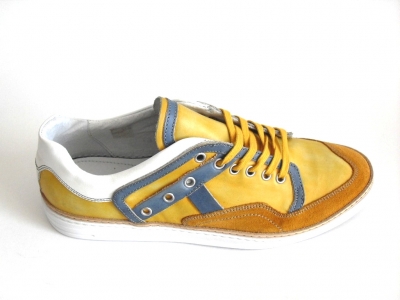 Pantofi sport barbati LM, cod 1A330, seria GIALLO-BLU, galben, piele naturala