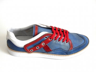 Pantofi sport barbati LM, cod 1A332, seria GIALLO-BLU, albastru, piele naturala