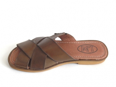 Sandale barbati LM, cod 1S58, seria BREEZE, maro deschis, piele naturala