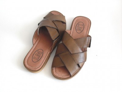 Sandale barbati LM, cod 1S58, seria BREEZE, maro deschis, piele naturala