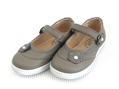 Pantofi copii fete LM, cod 6P130, seria FLEUR, gri, piele naturala