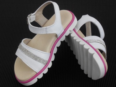 Sandale copii fete LM, cod 6S112, seria ELSA, alb, piele naturala