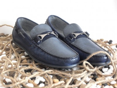 Mocasini barbati LM, cod 1M394, seria SUMMER L, albastru, piele naturala