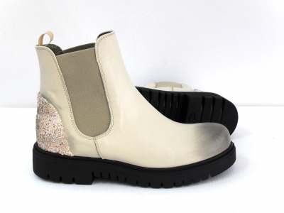 Ghete femei LM, cod 2G613, seria SMILE, crem, piele naturala