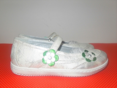 Pantofi copii fete LM, cod 6P147, seria FLEUR, argintiu, piele naturala