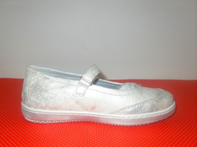 Pantofi copii fete LM, cod 6P147, seria FLEUR, argintiu, piele naturala