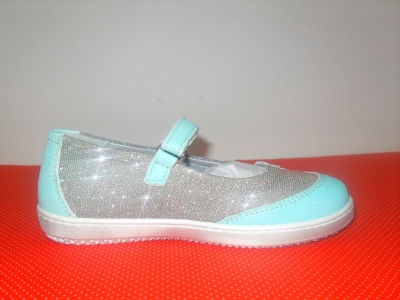 Pantofi copii fete LM, cod 6P150, seria FLEUR, verde pal, piele naturala