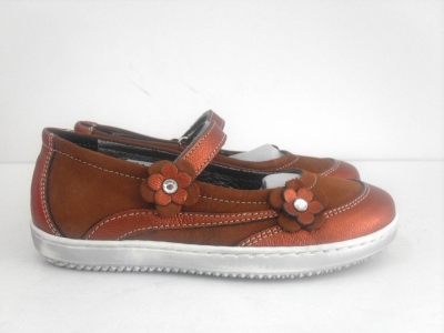 Pantofi copii fete LM, cod 6P177, seria FLEUR, caramiziu, piele naturala