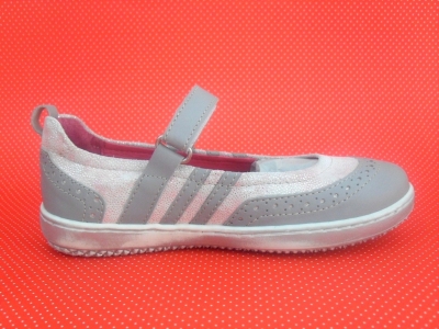 Pantofi copii fete LM, cod 6P187, seria KITTY, gri, piele naturala