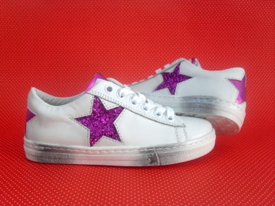 Pantofi sport copii LM, cod 3A343, seria SUPER STAR, alb, piele naturala