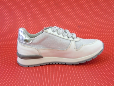 Pantofi sport copii fete LM, cod 6A59, seria VOLEY, alb, piele naturala