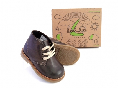 Ghete copii LM, cod 3G1161, seria CREP, maro inchis, piele naturala