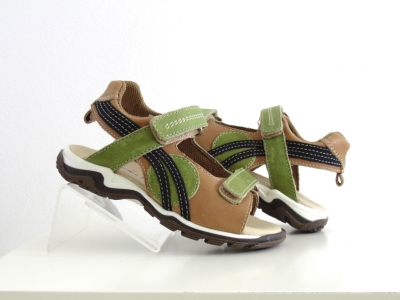 Sandale copii Lui.Gi, cod 3S223, seria CERCHI, maro deschis, piele naturala