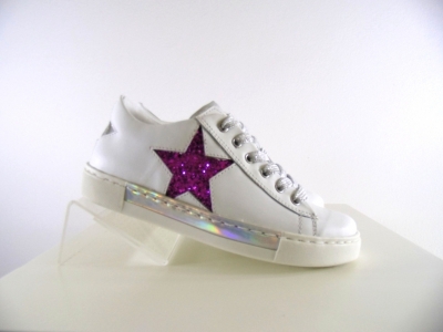Pantofi sport copii fete Lui.Gi, cod 6A87, seria SUPER STAR, alb, piele naturala
