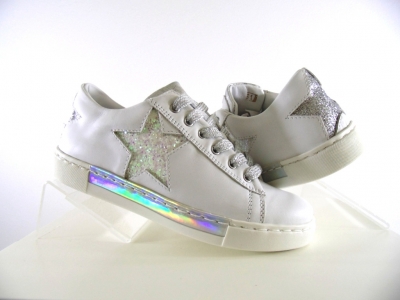 Pantofi sport copii fete LM, cod 6A88, seria SUPER STAR, alb, piele naturala