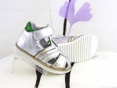 Sandale copii fete Lui.Gi, cod 6S130, seria SIMBA, argintiu, piele naturala